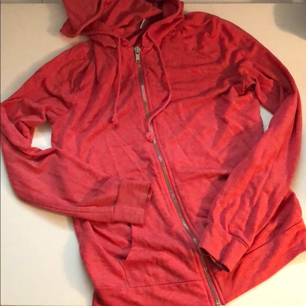 Iightweight, zip up sweatshirt.